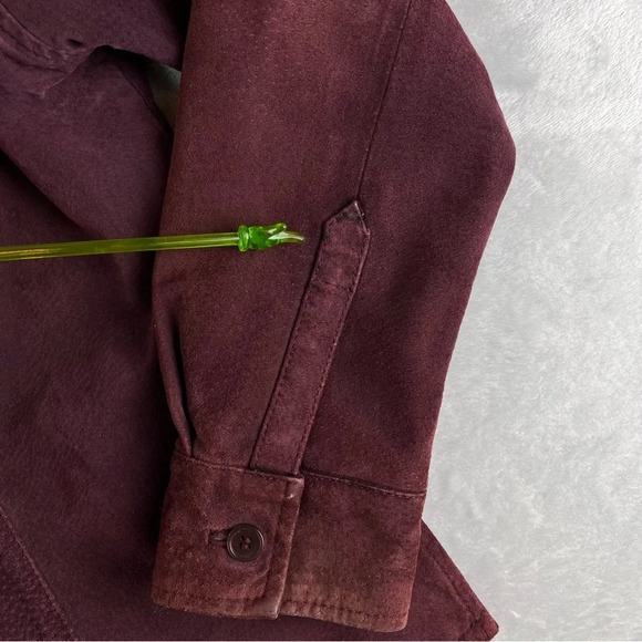 A.M.I Suede Jacket Leather Size Large Womens Purple Button Satin 70s Style - Picture 5 of 16